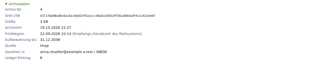 Archivdaten einer Mail aus einem IMAP-Postfach